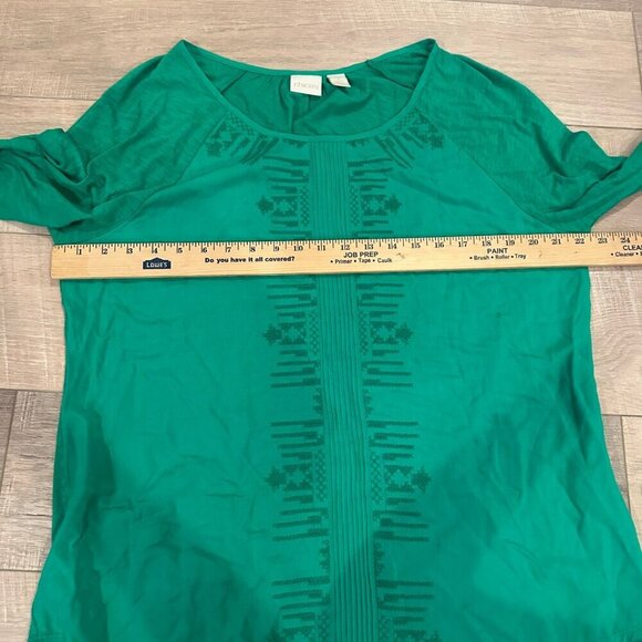 CHICOS SIZE 2 MEDIUM GREEN LIGHTWEIGHT BLOUSE SHIRT - Picture 6 of 9
